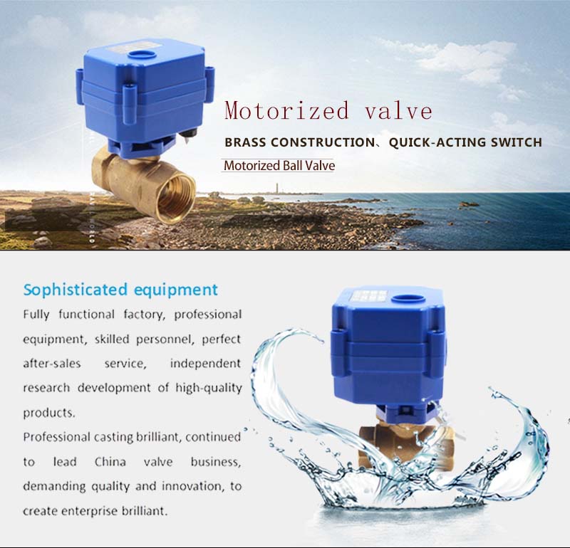 Brass Miniature Motorized Ball Valve Nominal Diameter DN8-DN32