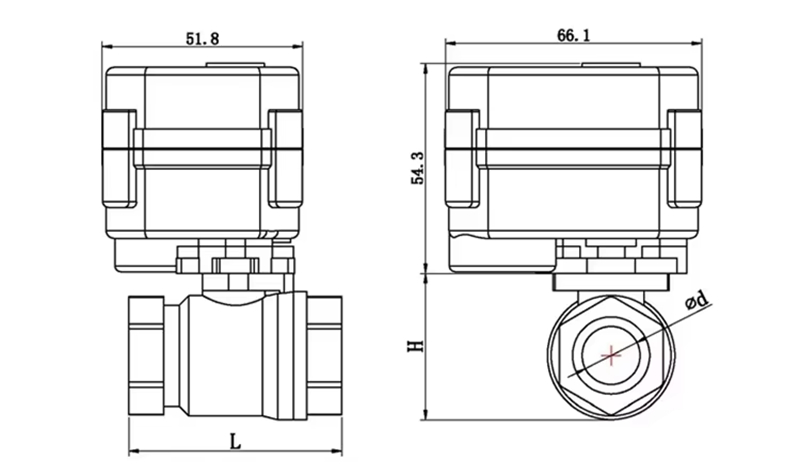 Dimension Drawing of Motorized Valve Actuator​